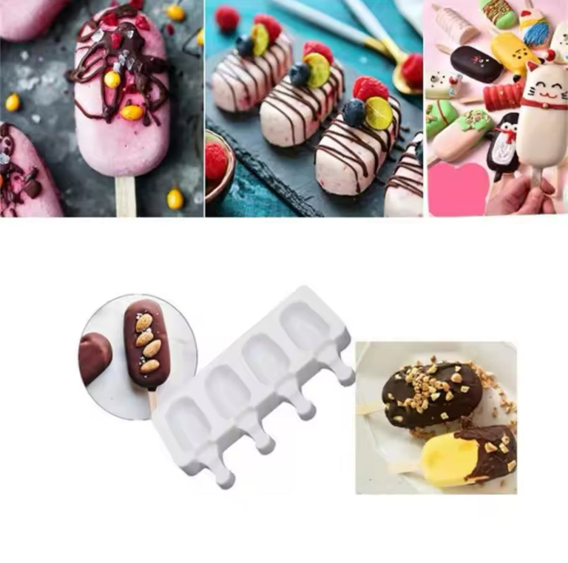 Silicone Ice Cream Mold, Reusable Popsicle Mold, Set Of 4 Ice Pop Maker, Ice Cream Mold Silicone Ice Cream Mold, Reusable Popsicle Mold, Set Of 4 Ice Pop Maker, Ice Cream Mold
